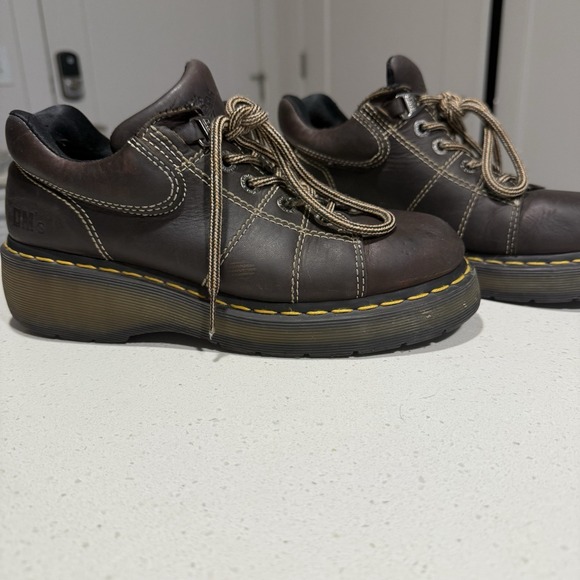 Vtg Y2K Dr Martens Brown Leather Chunky Oxford Platform Shoes 9806 Womens Sz 9 - Picture 2 of 8